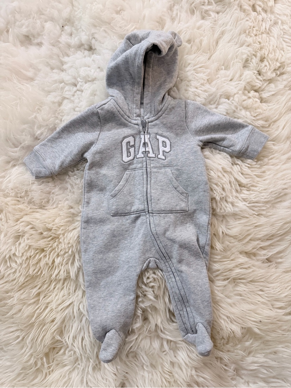 GAP Light Grey Hooded Footed One-Piece